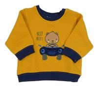 Žlutá prošívaná mikina s medvídkem