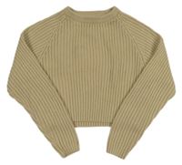 Béžový žebrovaný crop svetr Primark