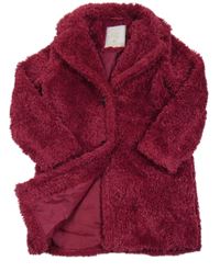 Fuchsiový chlupatý podšitý kabát Matalan