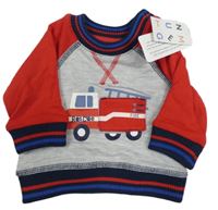 Nové - Červeno-šedá mikina s hasiči Nutmeg