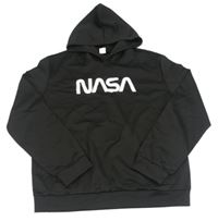 Černá mikina s nápisem a kapucí - NASA Shein