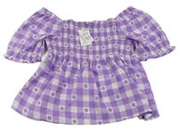 Nové - Fialovo-bílá kostkovaná halenka kytičkami Pep&Co