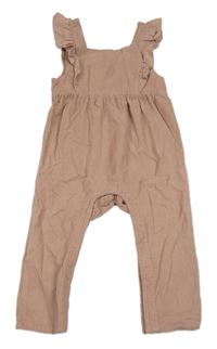 Starorůžový manšestrový kalhotový overal s volánky F&F