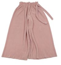 Světlerůžové žebrované široké kalhoty 