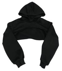 Černá crop mikina s kapucí Shein