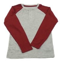 Šedo-bordó žebrované triko Matalan