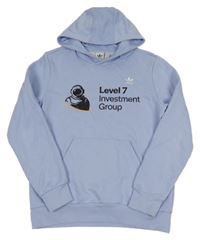 Světlemodrá mikina s potiskem a kapucí Adidas
