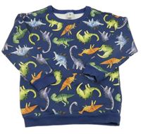 Tmavomodrá mikina s dinosaury TU