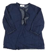 Tmavomodré riflové šaty s volánkem 