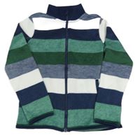 Bílo-tmavomodro-zelená pruhovaná pletená propínací mikina H&M