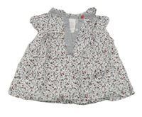 Bílo-tmavomodro-červené vzorované šaty se srdíčky C&A