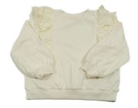 Smetanová mikina s volánky s madeirou H&M