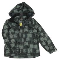 Tmavošedo-šedá vzorovaná šusťáková jarní bunda s kapucí Icepeak