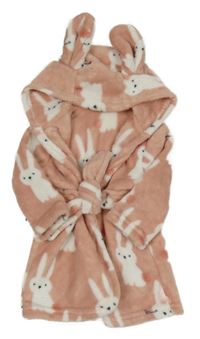 Růžový chlupatý župan s králíky a kapucí George