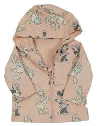 Světlerůžová nepromokavá jarní bunda s Minnie a kapucí Disney