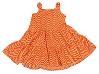 Oranžovo-červené vzorované bavlněné dlouhé šaty Next 