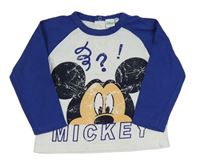 Bílo-tmavomodré triko s Mickeym Disney