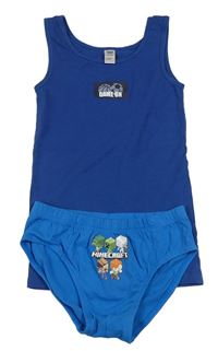 2set -  Tmavomodrý nátělník + modré slipy Minecraft