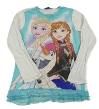 Bílo-tyrkysová tunika s Frozen a síťovinou Disney