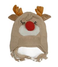 Béžová pletená ušanka - sob