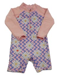 Světlerůžový UV overal s kytičkami 