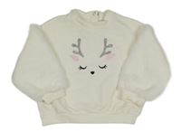 Bílá mikina se sobem a kožešinovými rukávy Fagottino 