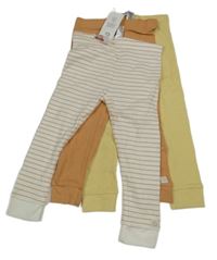 Nové - 3x - Žluté + oranžové + bílo-oranžové pruhované tepláky F&F