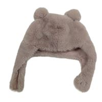 Starorůžová kožešinová podšitá ušanka s oušky 