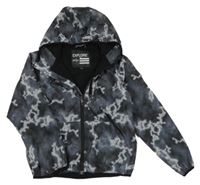 Šedo-bílá vzorovaná šusťáková jarní bunda s kapucí Matalan