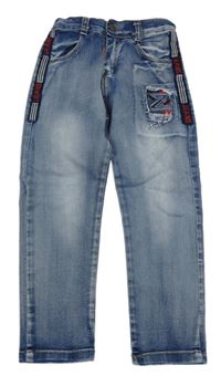 Modré rifle s nášivkami 