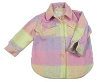 Barevná kostkovaná flaušová košilová bunda Primark