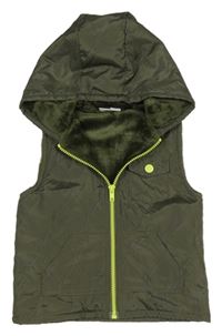 Khaki šusťáková zateplená vesta s kapucí Mick Mack