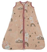 Broskvovo-růžový bavlněný spací pytel se zajíčky 