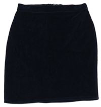 Tmavomodrá sametová pouzdrová sukně 