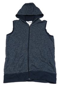 Tmavomodrá melírovaná tepláková vesta s kapucí Yigga