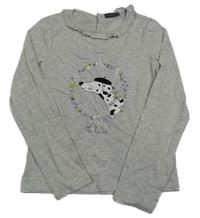 Šedé triko s pejskem a volánkem Sergent Major