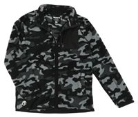 Černo-šedá army fleecová propínací mikina F&F