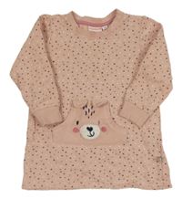 Světlerůžové srdíčkované teplákové šaty s medvídkem Liegelind 