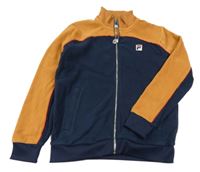 Tmavomodro-béžová fleecová propínací mikina Fila