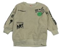 Béžová oversize mikina se smajlíkem 