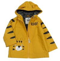 Okrová nepromokavá jarní bunda s kapucí - tygr F&F