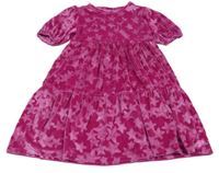 Růžové sametové lesklé šaty s hvězdičkami F&F