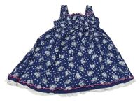 Tmavomodré bavlněné šaty s motýly Kids