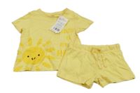 Nové - 2set - Žluté tričko se sluníčkem + kraťasy F&F