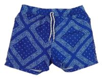 Safírové vzorované plážové kraťasy 