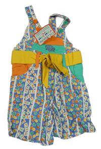 Nové - Modro-barevné vzorované riflové laclové kraťasy s páskem Jam Jam