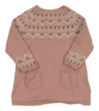Světlerůžové úpletové šaty se vzorem Mothercare