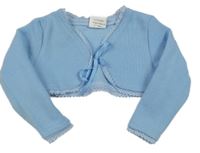 Světlemodré žebrované bolerko s krajkou 