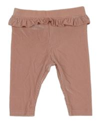Růžové žebrované sametové legíny s volánky Matalan