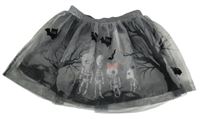 Černo-šedá tylová halloweenská sukně s kostrami H&M